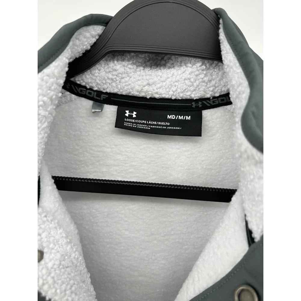 Under Armour Golf Mens Sherpa Fleece 1/4 Snap Pullover Jacket Gray Medium